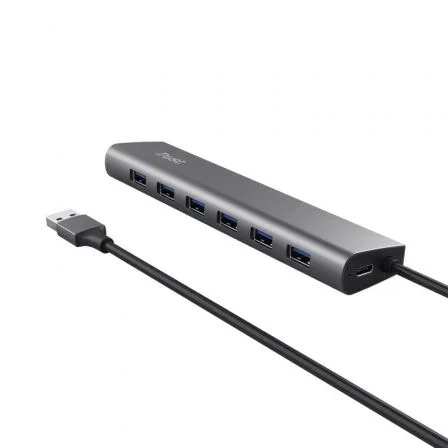 Trust Halyx Hub USB 3.2 Gen1 con 7 puertos USB-A y 1 puerto USB-C, Gris